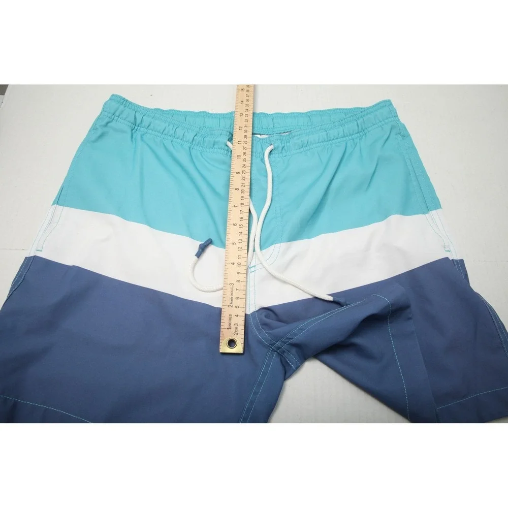 Southern Tide Bathing Suit Swim Trunks Mens Medium Blue White Striped  Lined - Picture 8 of 10